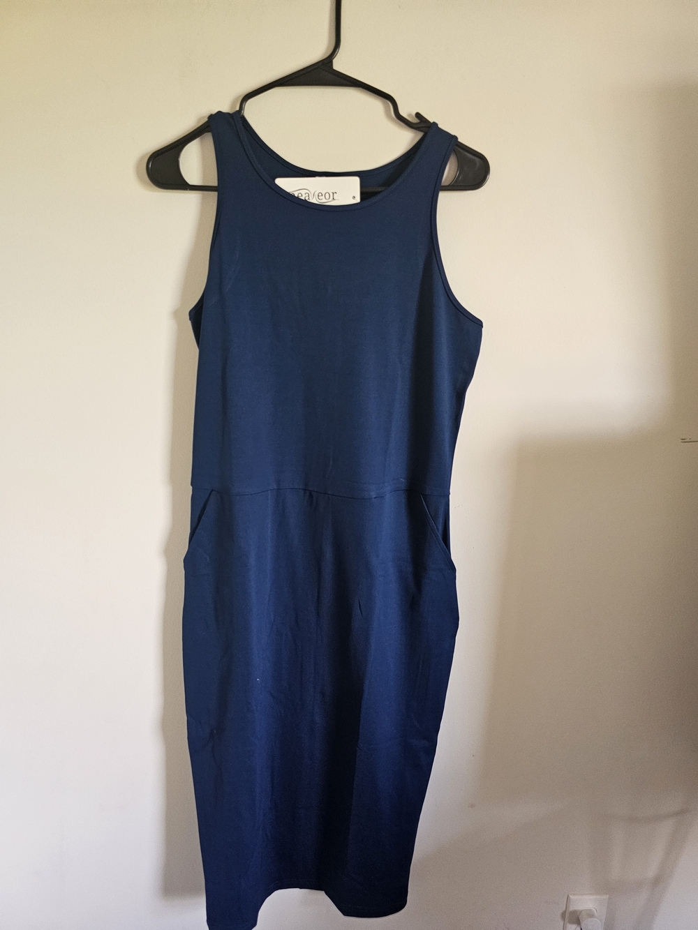 Meaneor Women’s Crewneck Dress in Navy Blue - Picture 2 of 7